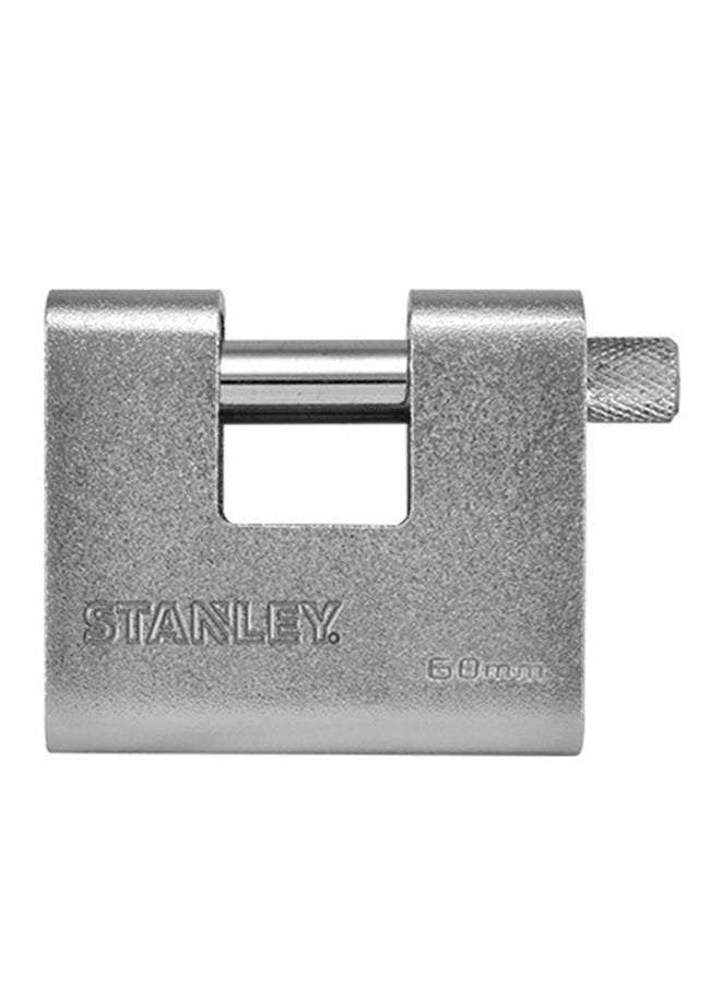 Stanley 70mm Solid Brass Rectangular Padlock- S824-640 Silver