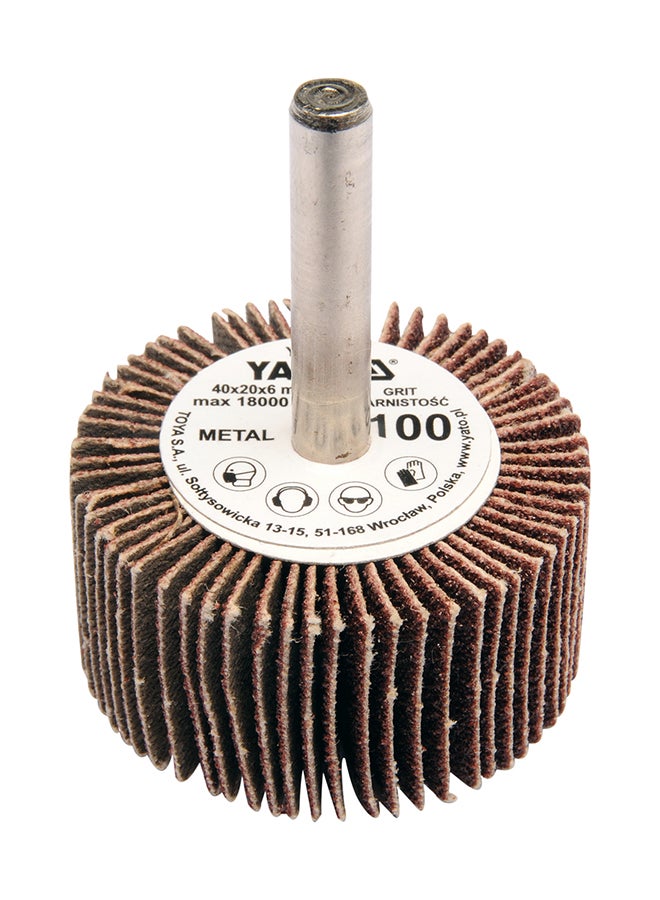 Yato Flap Wheel With Shaft 40x20x6mm Grit:40 Brown Color YT-83351 Brown/Silver  - Image 1