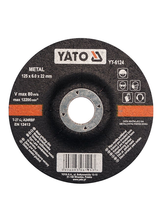 Yato Metal Grinding Disc 125x6.0x22mm YT-6124 Black