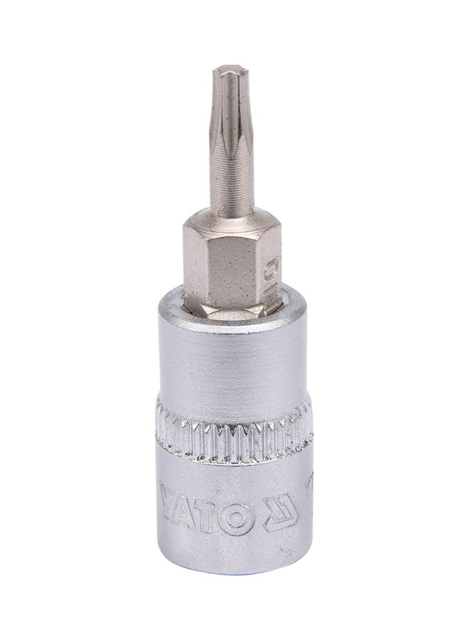 Socket Bit 1/4-Inch Torx T10 L=37mm YT-04302 Silver