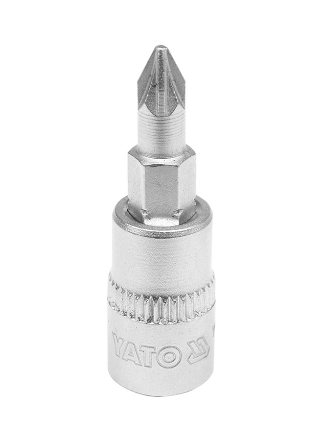ياتو لقمة مقبس مقاس 1/4 بوصة، من نوع PZ1 بطول 37 مم، من ياتو طراز YT-04417 فضي 37مم - Image 1