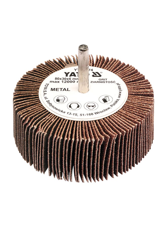 Flap Wheel With Shaft Grit:40 YT-83371 Brown/Silver