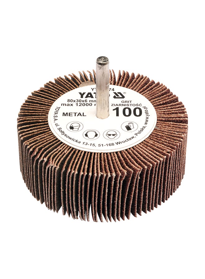 Yato Flap Wheel With Shaft 80x30x6mm Grit:80 YT-83373 Brown/Silver
