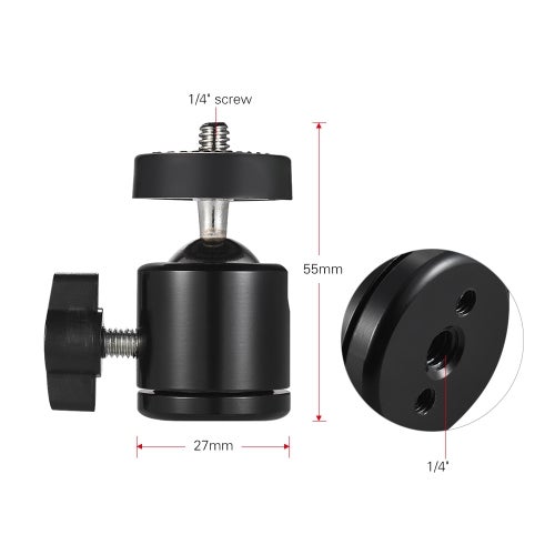 2-Piece 360 Degree Rotating Tripod Ball Head Black - Image 5