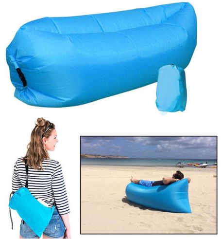 Generic - Lazy Sofa Fast Inflatable Air Sleeping Bag Light Blue - Image 1