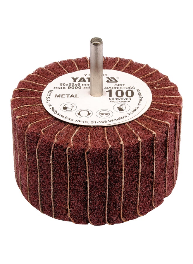 Yato Flap+Abrassive Cloth With Shaft 80x50x6mm Grit:100-Coarse Brown Color YT-83399 Brown/Silver  - Image 1