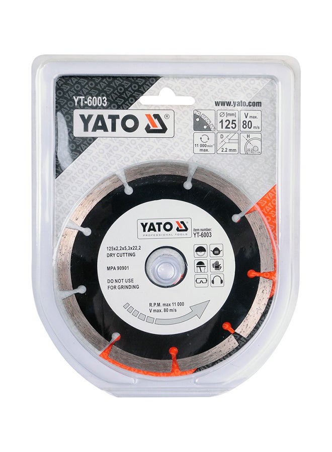 ياتو شفرة ماسية مجزأة من فولاذ صلب مقاس 125 × 2.2 × 22.2 مم طراز YT-6003 أسود/فضي 125*2.2*22.2مم - Image 2