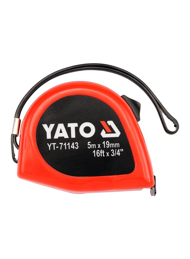 Yato Measuring Tape 5Mx19mm Double Blister Card YT-71143 Black/Red/White 5x0.019meter 