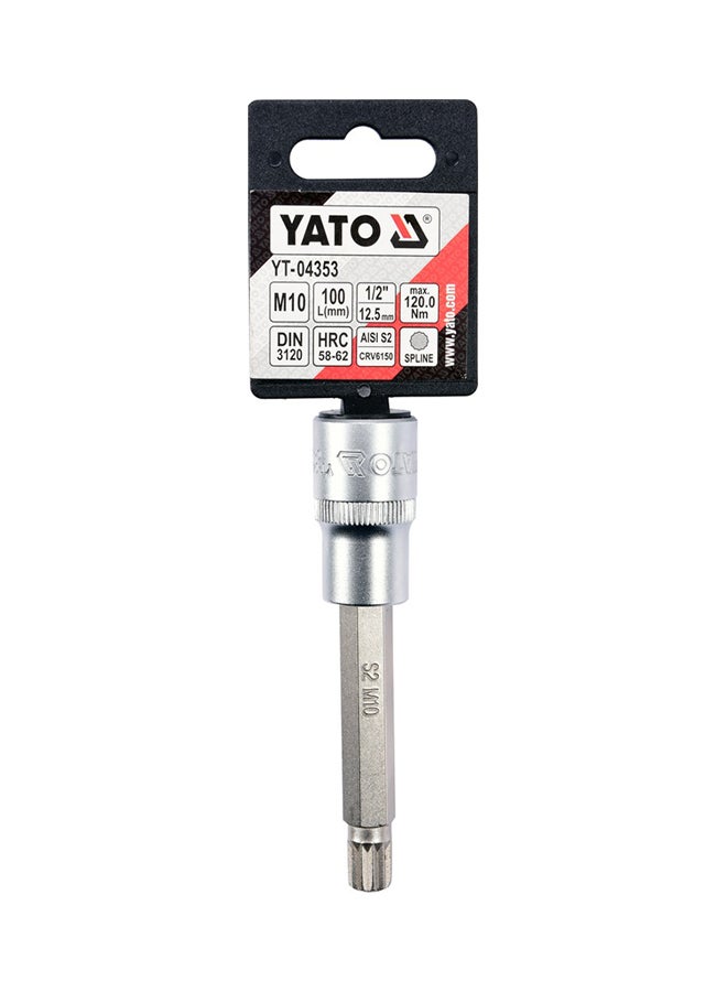 ياتو لقمة مقبس 1/2 بوصة بشريحة M10 100 مم طراز YT-04353 فضي  - Image 1