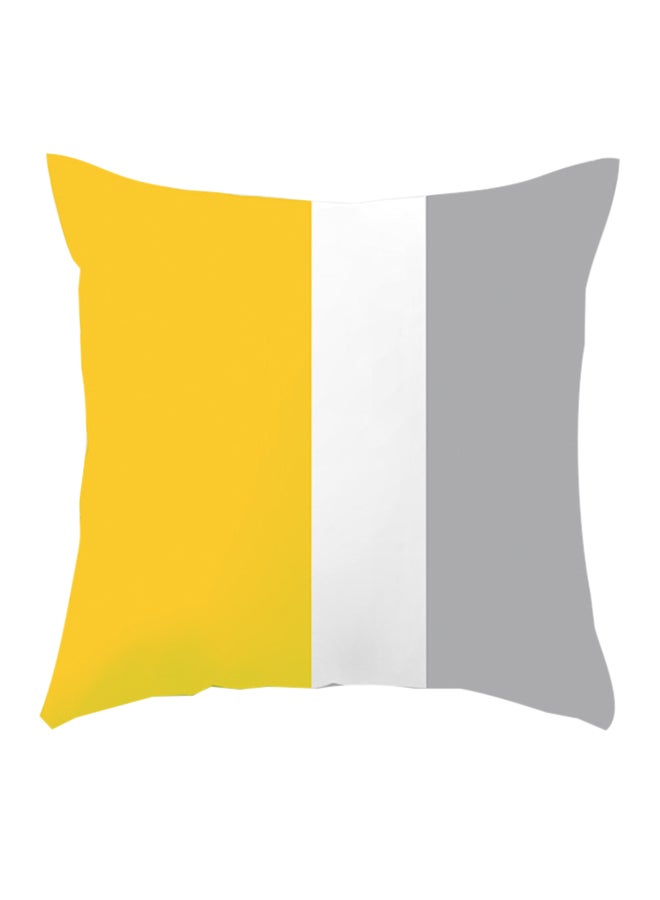 Decorative Square Shaped Printed Pillow 45x45x1cm Yellow/Grey/White