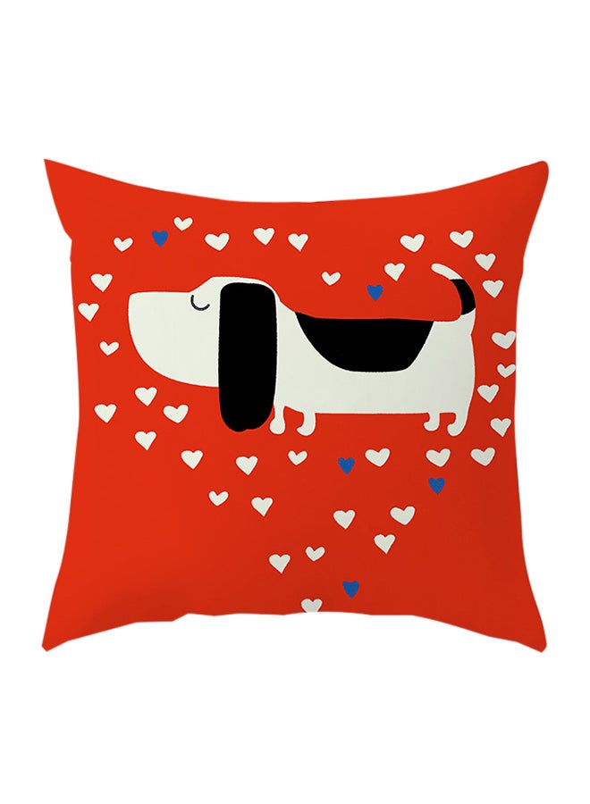 وسادة ديكور بطبعة كلب أحمر/ أبيض/ أسود