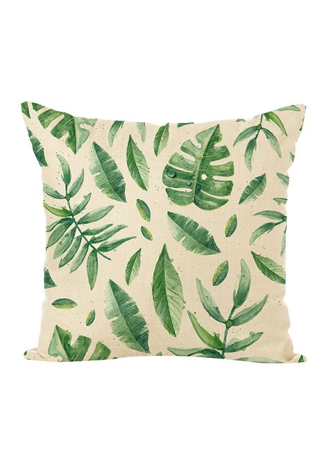 Decorative Printed Soft Pillow Beige/Green 45 x 45cm
