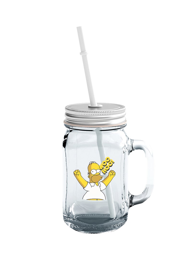 Glass Mason Jar With Lid And Straw You Homer Simpson Clear