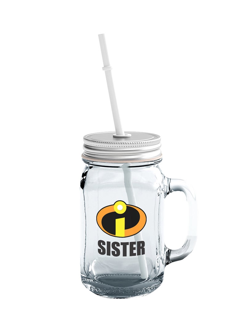LOUD UNIVERSE Glass Mason Jar With Lid And Straw 