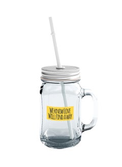 Glass Mason Jar With Lid And Straw