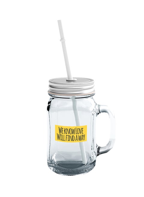 Glass Mason Jar With Lid And Straw