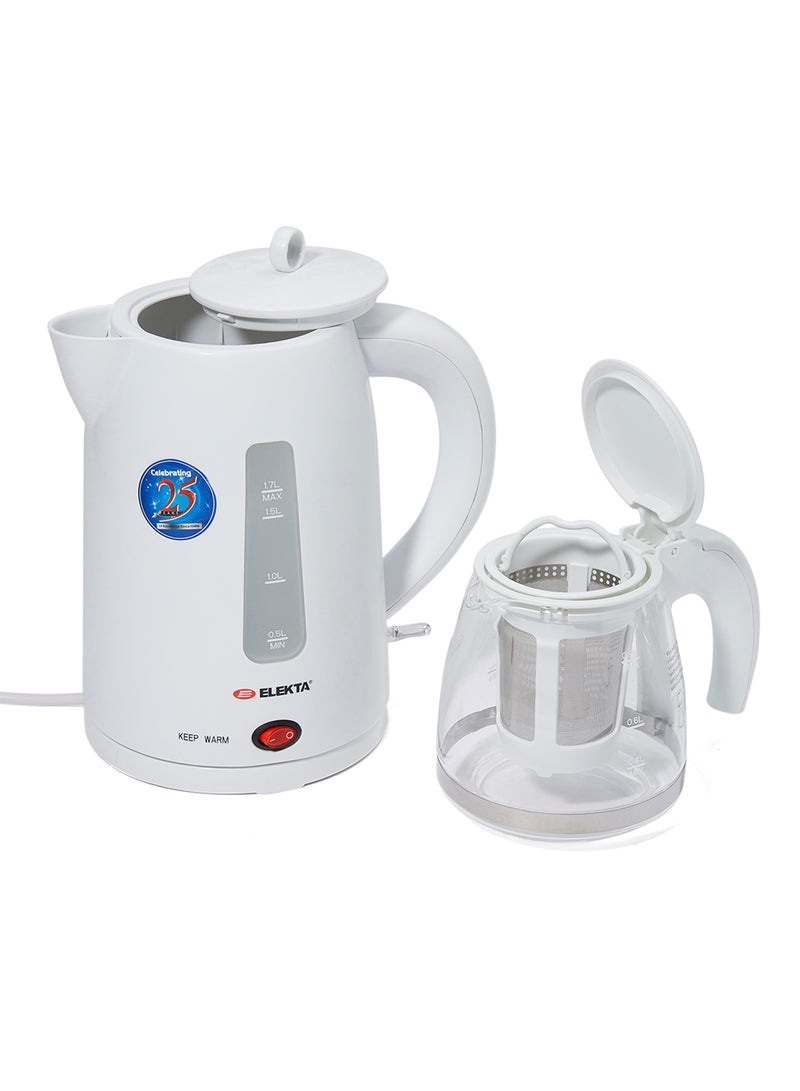 اليكتا طقم محضر شاي محمول باليد بقدرة تتراوح بين 1680و2000 وات سعة 1.7 لتر EKTM-3017 أبيض - Image 2