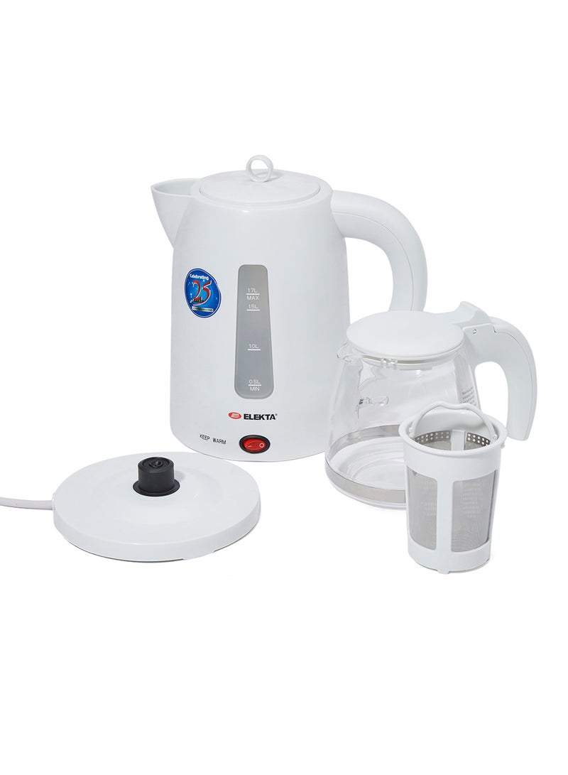 اليكتا طقم محضر شاي محمول باليد بقدرة تتراوح بين 1680و2000 وات سعة 1.7 لتر EKTM-3017 أبيض - Image 3