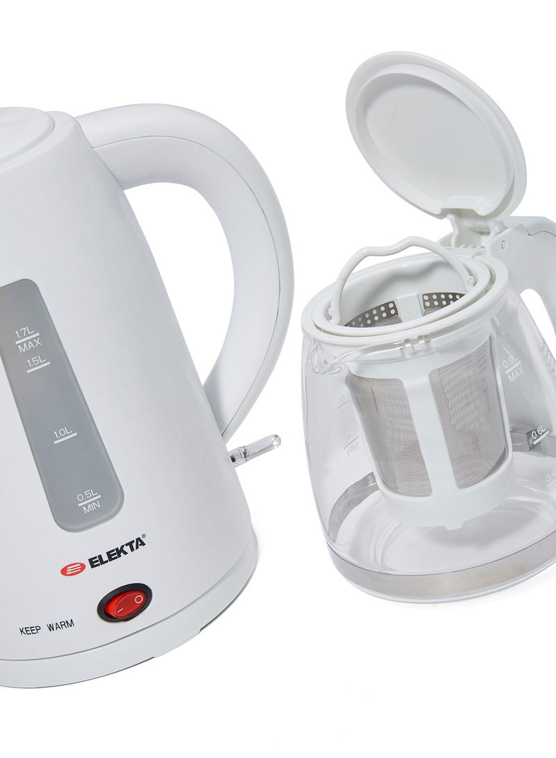 اليكتا طقم محضر شاي محمول باليد بقدرة تتراوح بين 1680و2000 وات سعة 1.7 لتر EKTM-3017 أبيض - Image 4