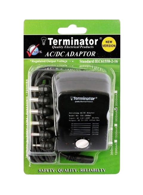 AC/DC Power Adaptor Regulated Switching 7 Way Output DC 3-15V black