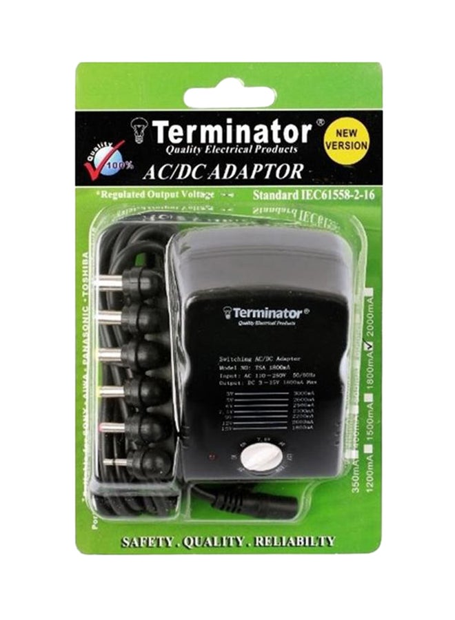 AC/DC Power Adaptor Regulated Switching 7 Way Output DC 3-15V black