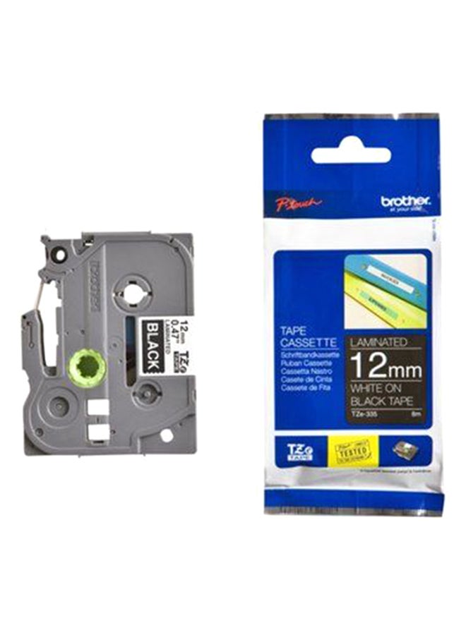 brother P-Touch TZE335 Label Tape 12mm x 8m White On Black black