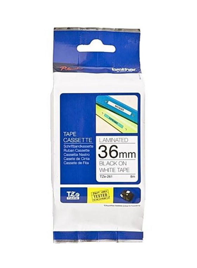 brother P-Touch 36Mm Laminated Tape - Black On White, Tz-E261 