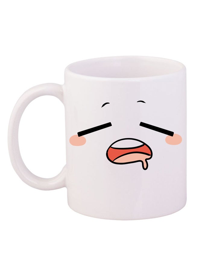 BP A Funny Face Design Mug White/Beige/Pink