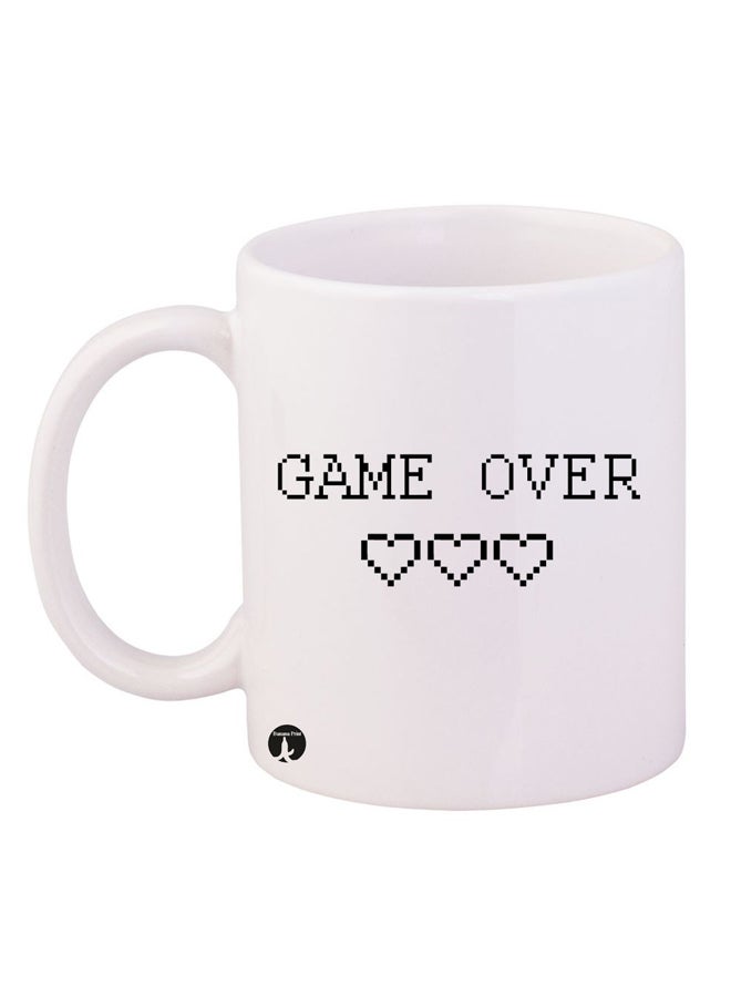بي بي قدح لتقديم القهوة بطباعة عبارة Game Over أبيض/ أسود