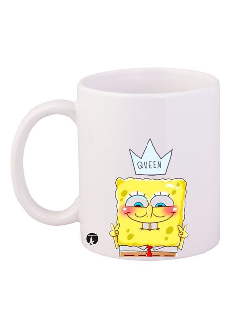Durable Heat-Resistant Thick Wall Designed Ergonomic Handled Spongebob Printed Mug White/Yellow/Red