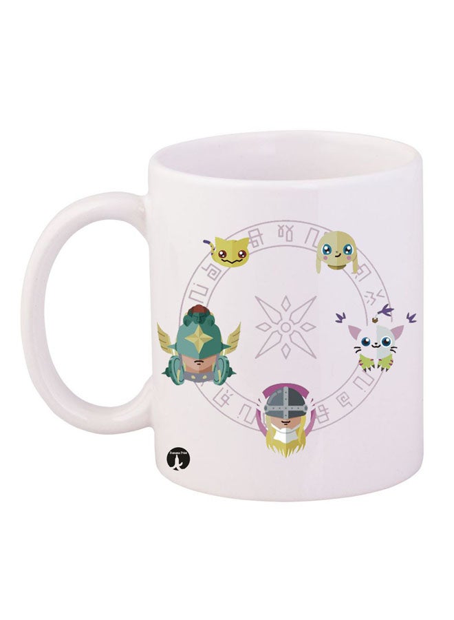 BP Digimon Printed Mug White/Green