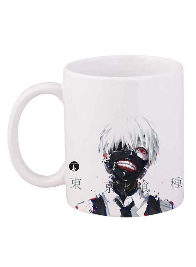 بي بي كوب قهوة مزين بطبعة شخصية من مسلسل الرسوم المتحركة "Tokyo Ghoul" أبيض/أسود/أحمر 