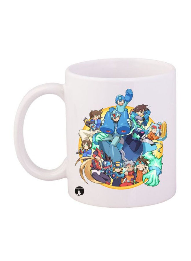 BP Mega Man Cartoon Printed Mug White/Blue/Green