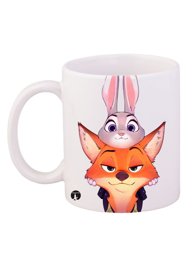 BP Durable Heat-Resistant Thick Wall Designed Ergonomic Handled Disney Printed Mug White/Orange/Grey