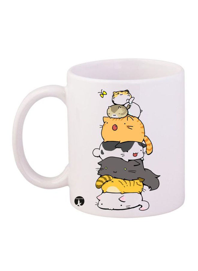 BP Cats Printed Mug White/Yellow/Grey