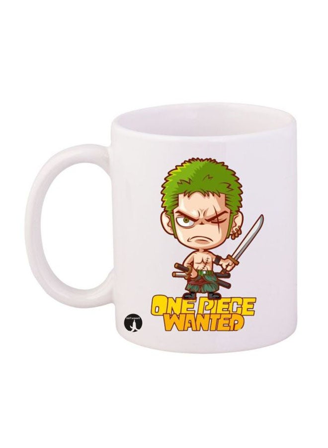BP Durable Heat-Resistant Thick Wall Designed Ergonomic Handled Anime One Piece Printed Mug White/Green/Yellow
