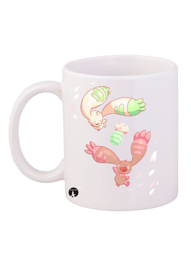 BP Digimon Printed Mug White/Green/Pink