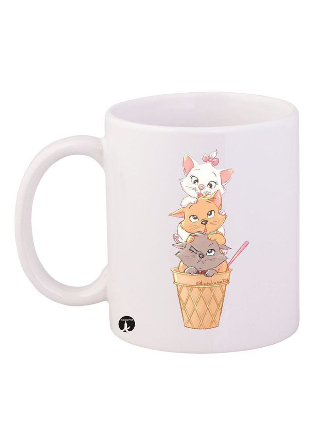 BP Durable Heat-resistant Thick Wall Designed Ergonomic Handled Disney Printed Mug White/Brown