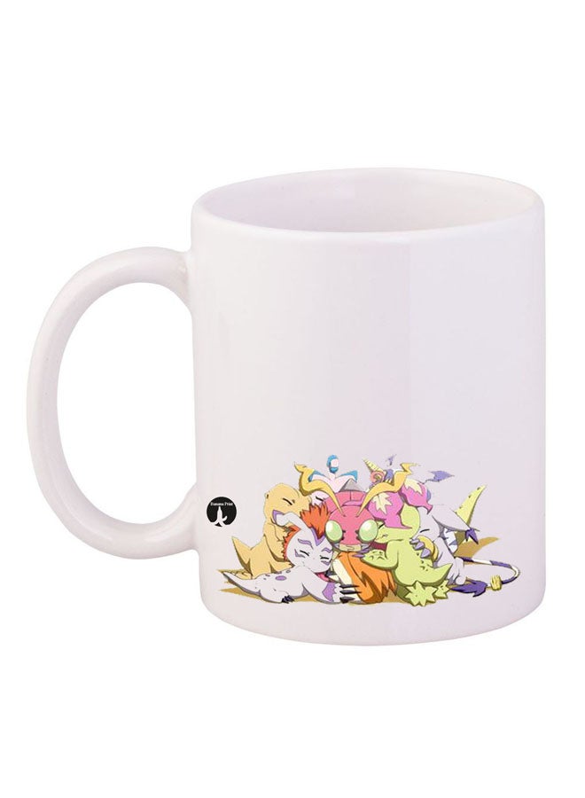 BP Digimon Printed Mug White/Pink/Yellow