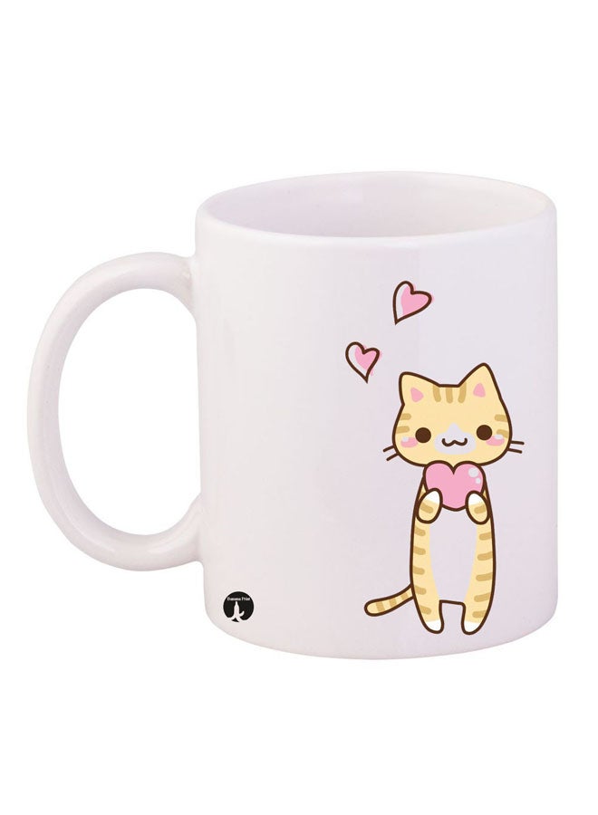 BP Cat Printed Mug White/Yellow/Pink