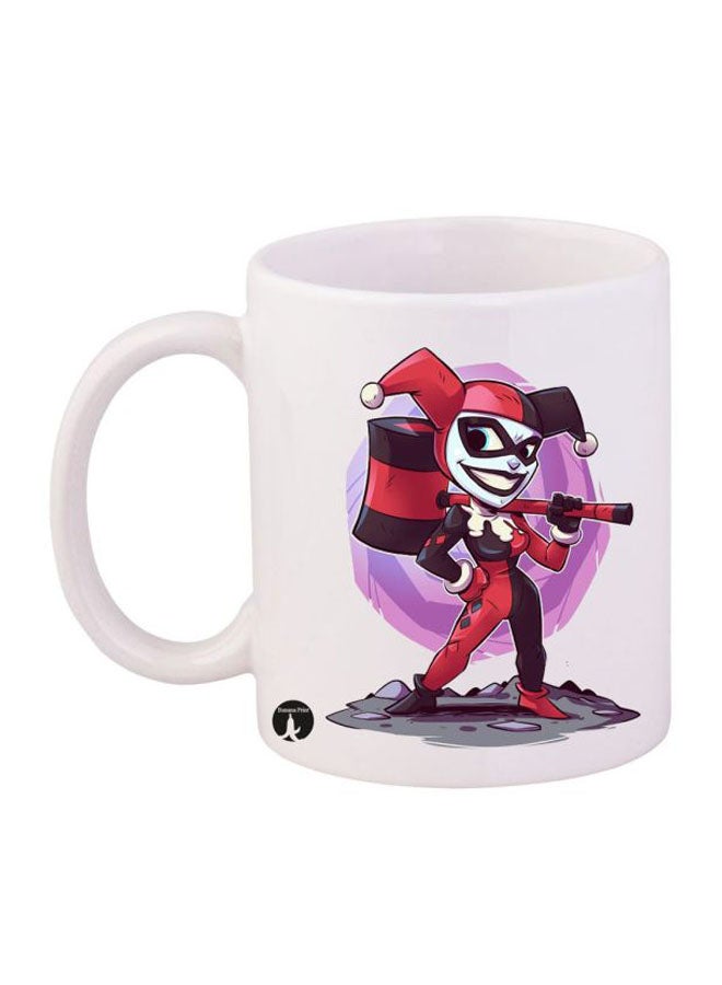 بي بي قدح بطباعة شخصية هارلي كوين أبيض/أحمر/أسود