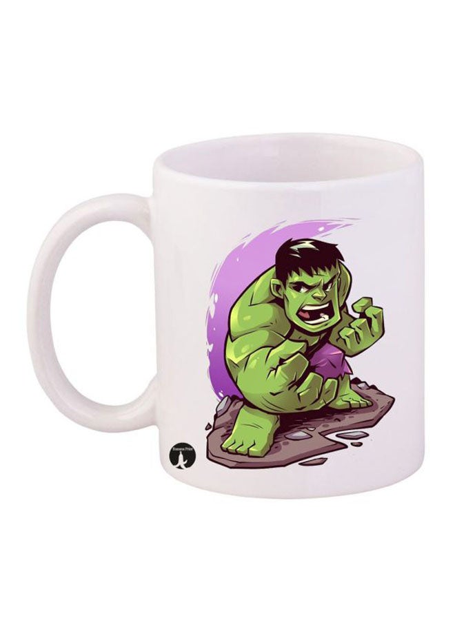 بي بي Durable Heat-Resistant Thick Wall Designed Ergonomic Handled The Hulk Printed Mug White/Green/Purple