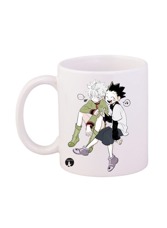 BP Durable Heat-Resistant Thick Wall Designed Ergonomic Handled Hunter X Anime Printed Mug White/Green/Black