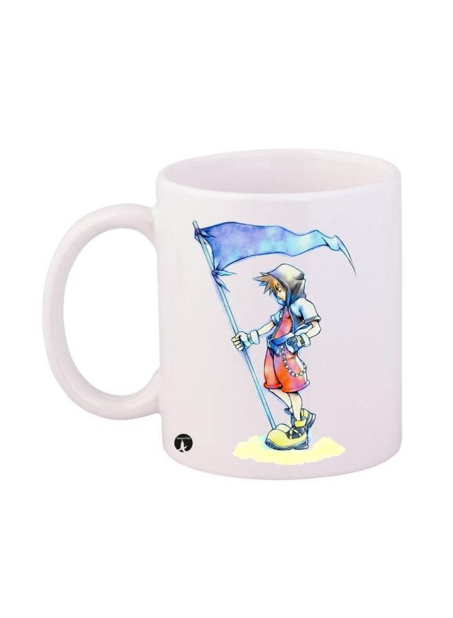 بي بي كوب مزين بطبعة شخصية سورا من لعبة الفيديو "Kingdom Hearts" أبيض/ بيج/ أزرق 