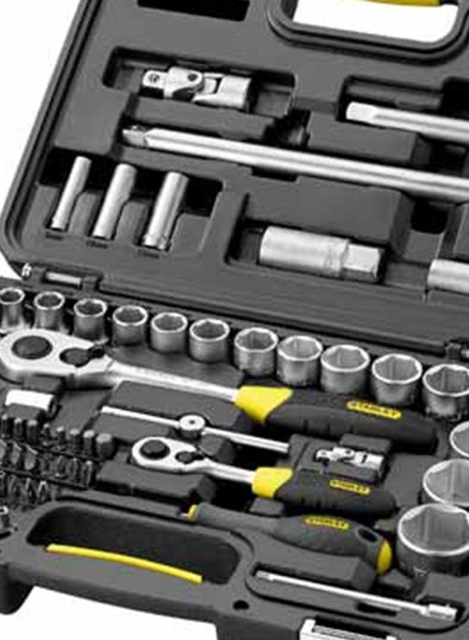 Stanley 77-Piece Socket Wrench SET Black/Yellow/Silver 14.17x10.23x3.74inch - Image 2