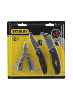 3 Pack Multi Tool And Knife Set Black/Silver