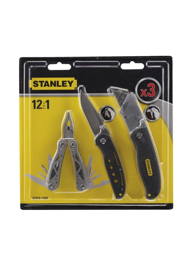 Stanley - 3 Pack Multi Tool And Knife Set Black/Silver - Image 1