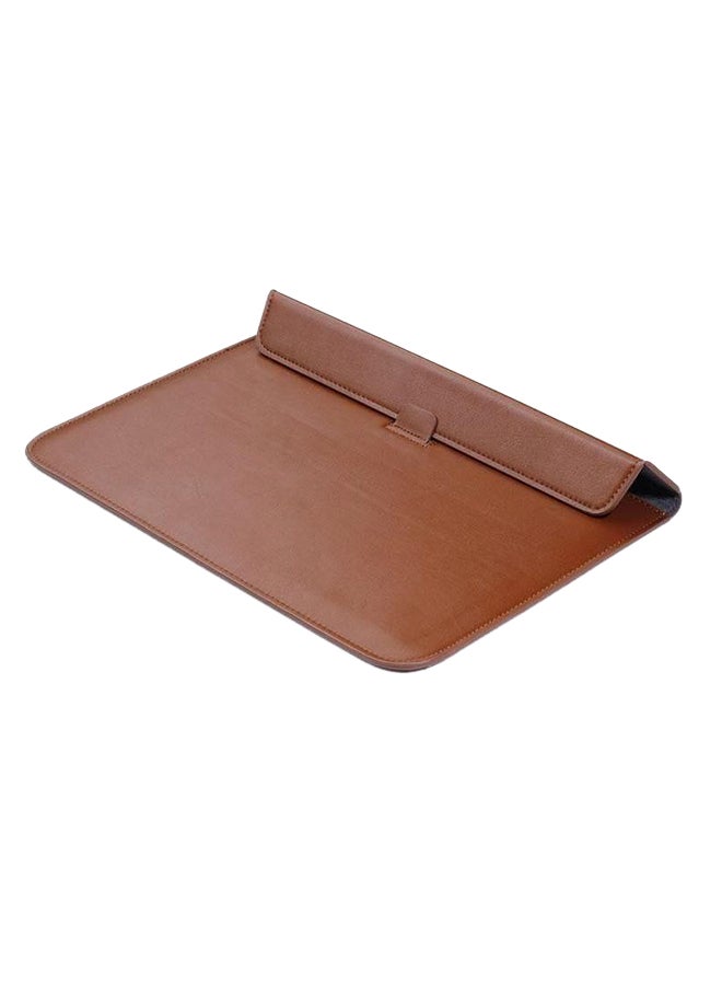 Wallet Sleeve Stand Card Slots Antiscratch Cover For Apple MacBook Retina 12-Inch Brown 