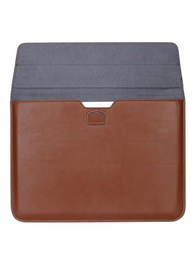 Leather Case Cover Wallet Sleeve Stand Card Slots Anti Scratch Cover For Apple MacBook Retina 12-Inch Brown 