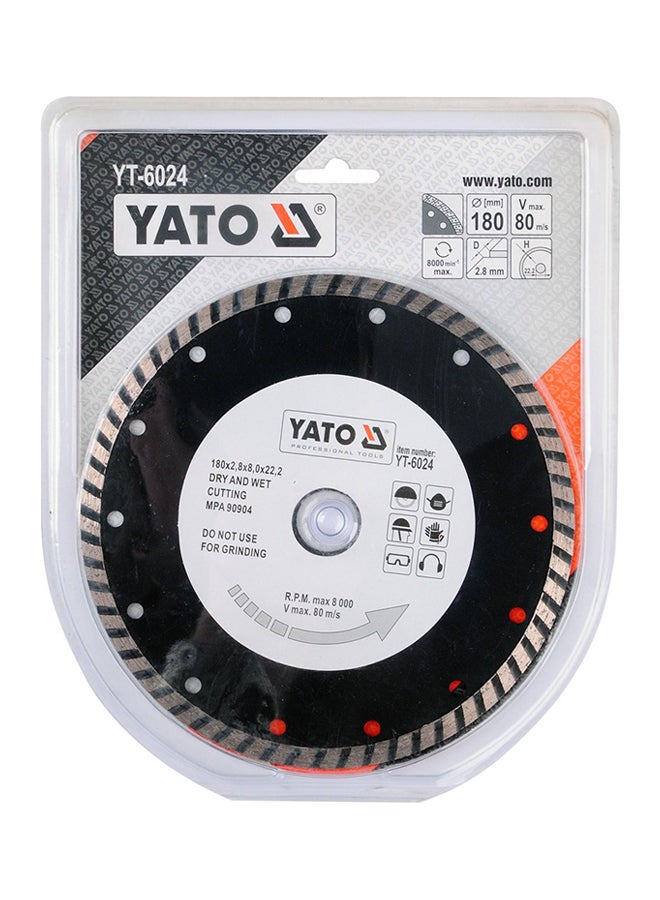 Yato Diamond Blade -InchTurbo-Inch 180x2.8x22.2mm YT-6024 Black/Silver
